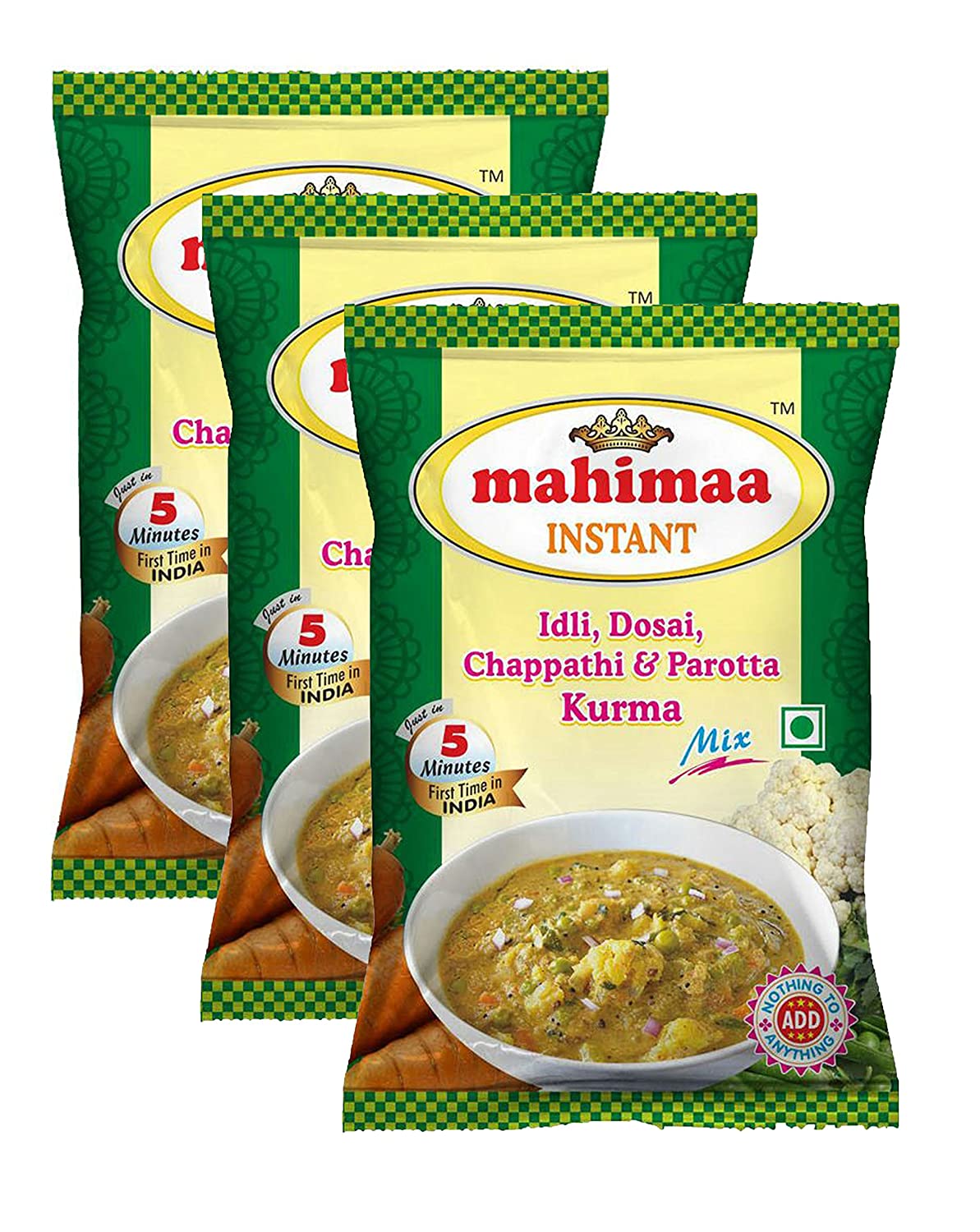 Mahimaa Instant Idly, Dosai, Chappathi and Parotta Kurma Mix, Size-50g, Pack of 3