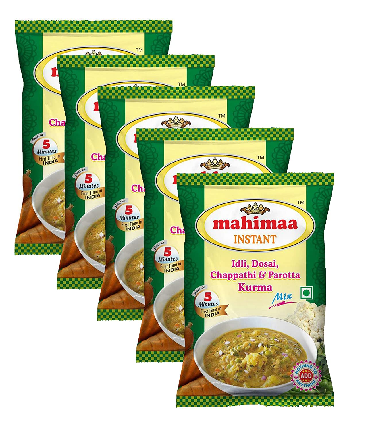 Mahimaa Instant Idly, Dosai, Chappathi And Parotta Kurma Mix, Size-50G, Pack Of 5